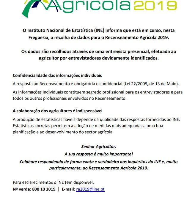 Recenseamento Agrícola 2019