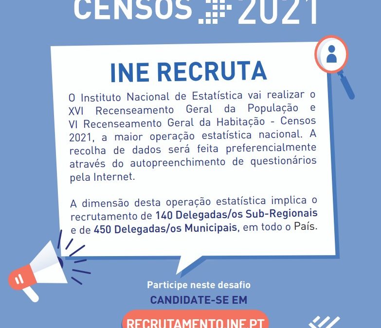 INE inicia recrutamento para censos 2021