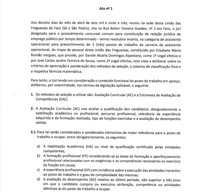 Procedimento concursal comum de recrutamento de 3 postos de trabalho