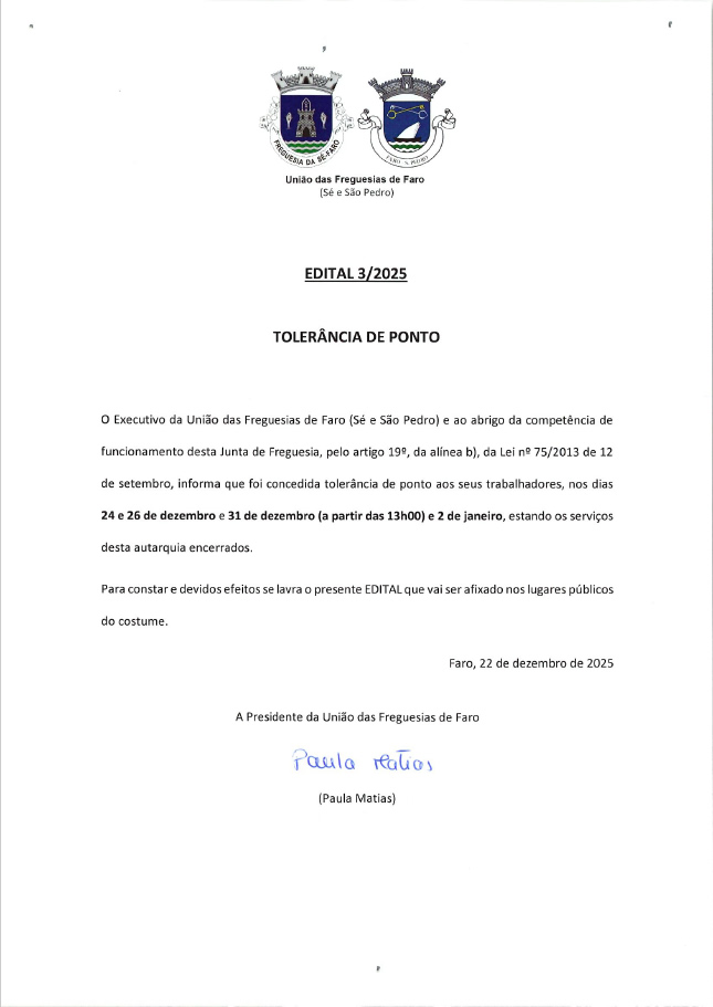 Edital tolerância de Ponto 2025